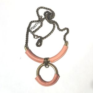 Bronze pink leather necklace vintage